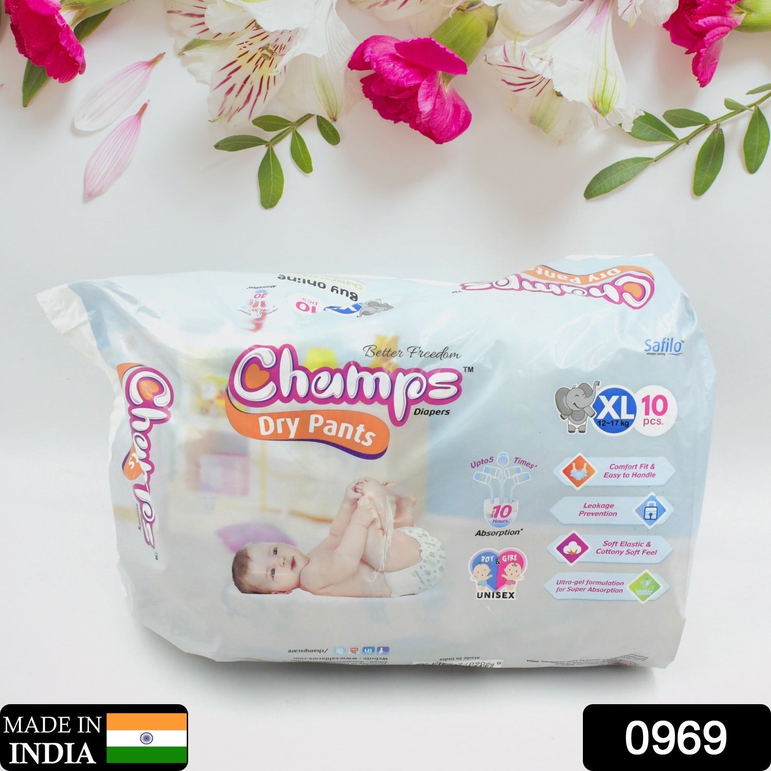 Champs Soft & Dry Baby Diaper Pants (XL, 10 Pcs): Leakproof Comfort - Discount Karo