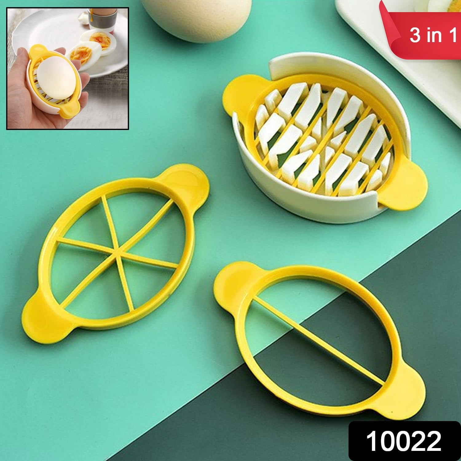 Egg Slicer, 3 in 1 Boiled Egg Slicer, Egg Slicer, Preserved Egg Slicer, Home Restaurant Kitchen Tool (1 Pc) - Discount Karo