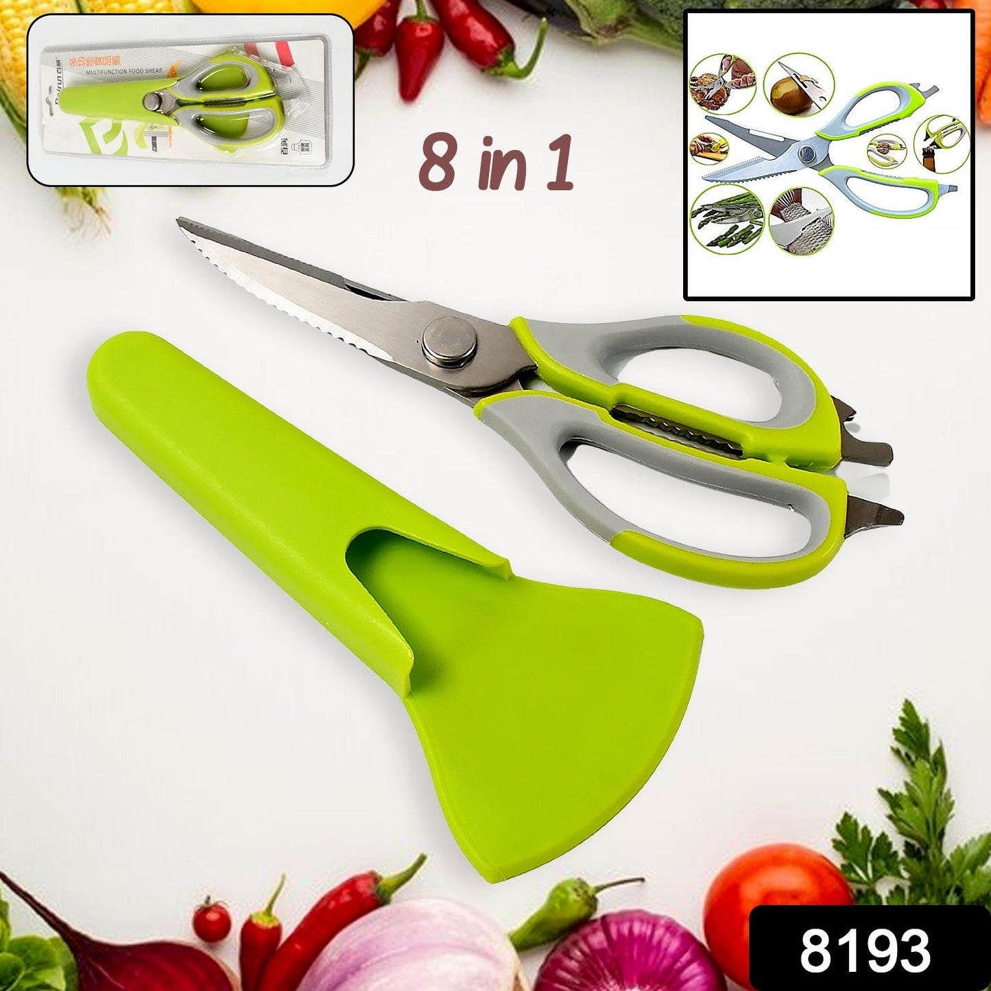 Multi-Purpose Kitchen Shears with Magnetic Holder, Stainless Steel, Red Multifunction Heavy Duty and Kitchen Scissors - Discount Karo