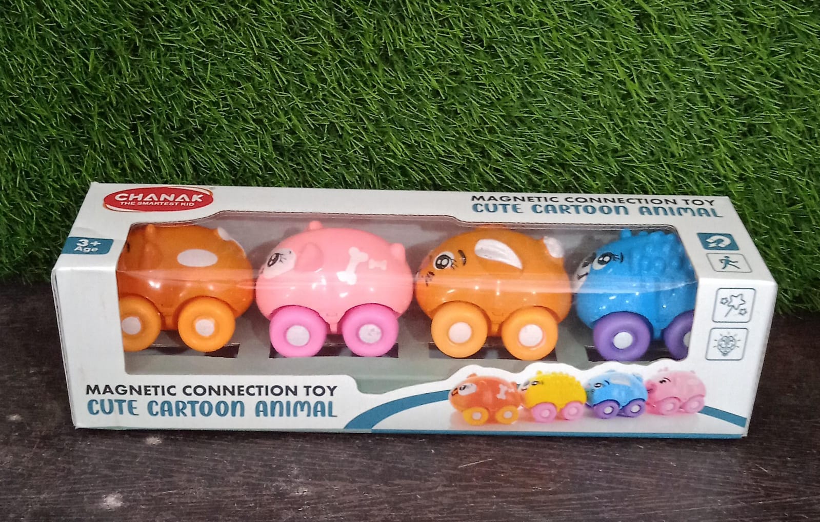 Magnetic Connection Toy, Cute Cartoon Animal, Colorful Magnetic Mini Cartoon Animal Car Intelligence Kids Toy Home Decor, Train Set (4 Pc Set) - Discount Karo