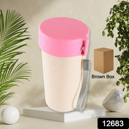 Travel Coffee Cup Portable Water Bottle Wheat Straw Coffee Tea Mug Coffee Mug with Lids for Coffee Tea (300 ML Approx) - Discount Karo