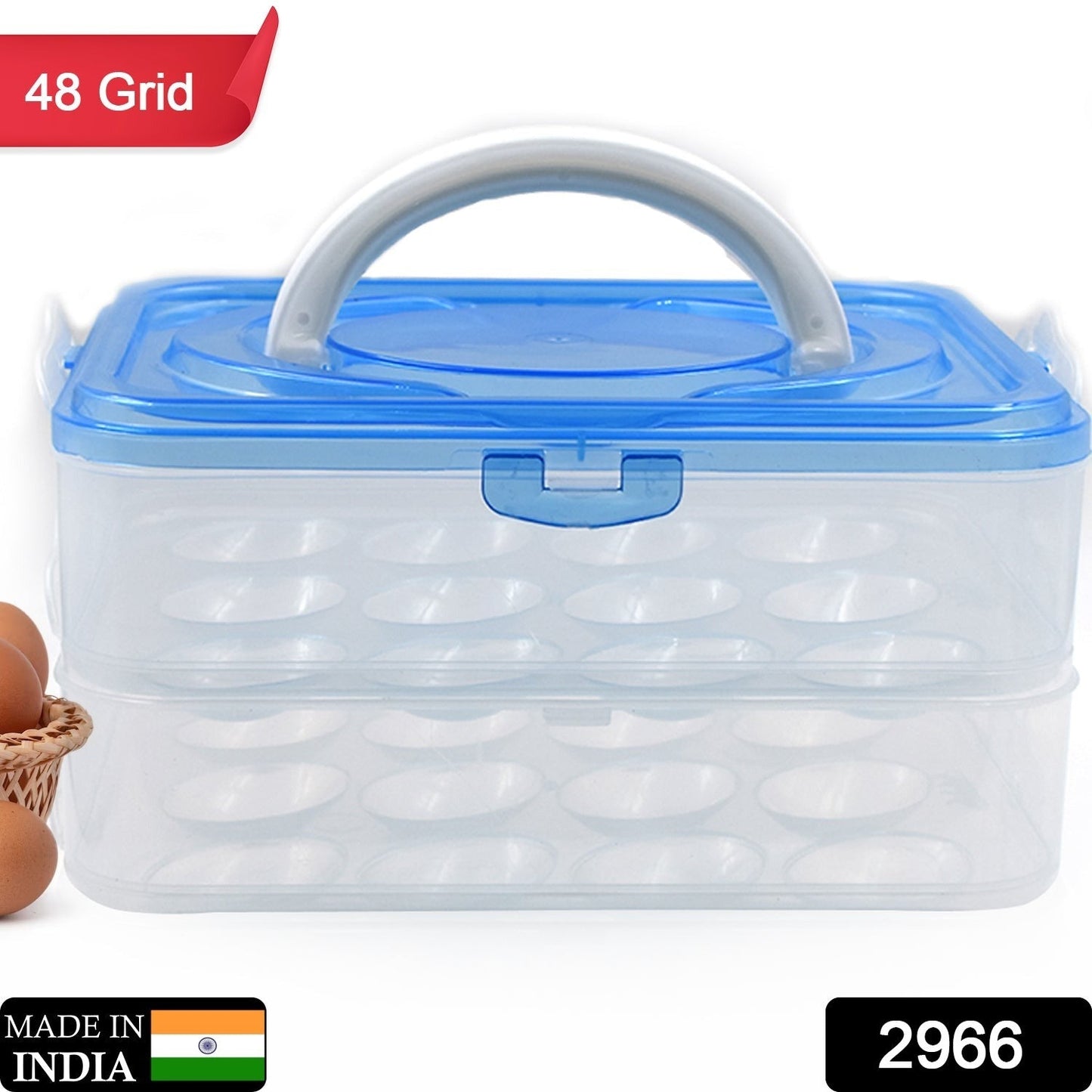 Double Layer Premium 48 Grid Egg Storage Box for Egg Storage Container - Discount Karo