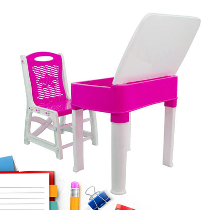 Study Table And Chair Set For Boys And Girls With Small Box Space For Pencils Plastic High Quality Study Table (Pink) - Discount Karo