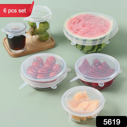 Silicone Stretch Lids, Reusable Durable Food Storage Covers for Bowls, Fit for Different Sizes & Shapes of Container, Dishwasher & Freezer Safe - Set of 6 (113 Gm) - Discount Karo