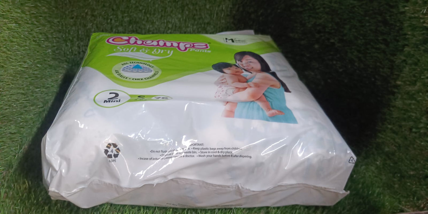 Champs Soft and Dry Baby Diaper Pants  78 Pcs (Small Size  S78) - Discount Karo