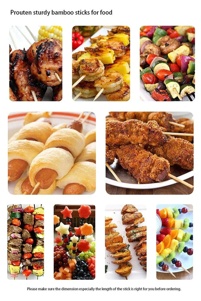 Camping Wooden Color Bamboo BBQ Skewers Barbecue Shish Kabob Sticks Fruit Kebab Meat Party Fountain Bamboo BBQ Sticks Skewers Wooden (30cm) - Discount Karo