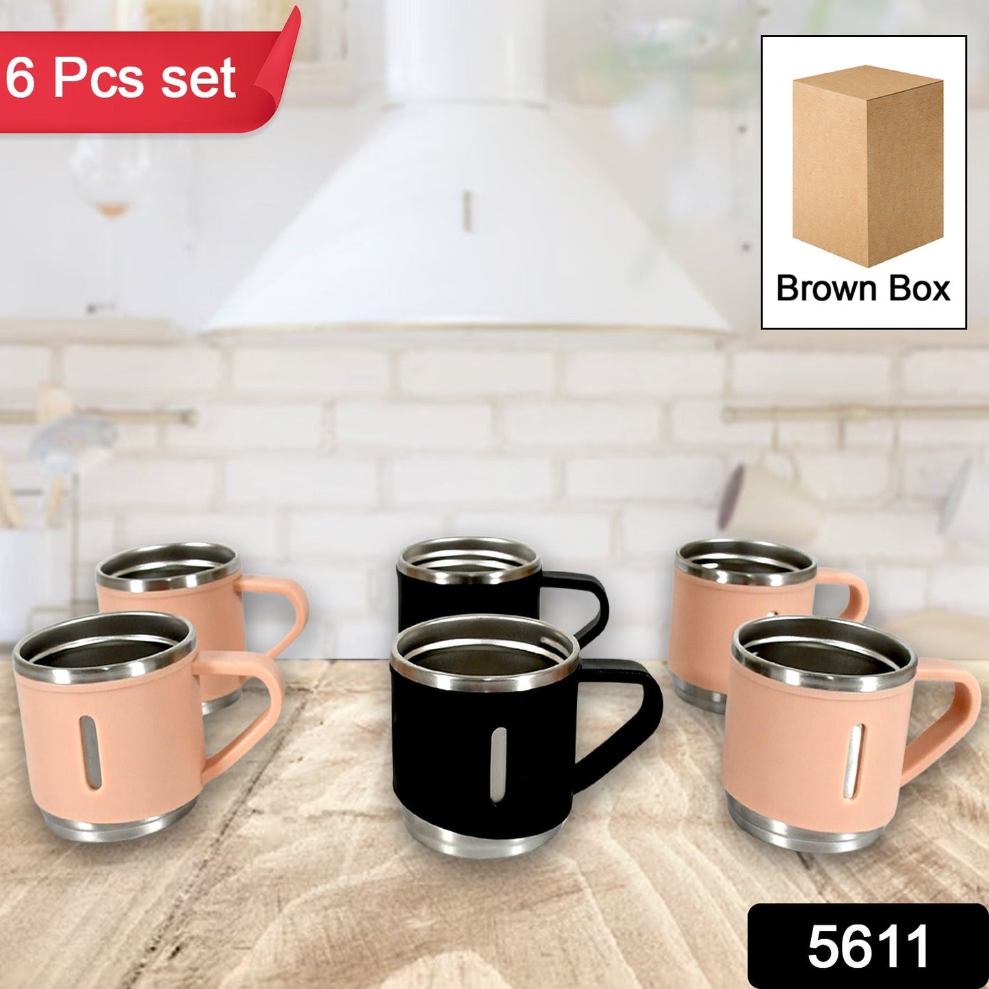 Stainless Steel Vacuum Coffee / Tea Cup, Tea Mug Hot Insulated Double Wall Stainless Steel, Coffee, and Milk Cup with Handle Easy To Carry: Coffee Cup (6 pc) - Discount Karo