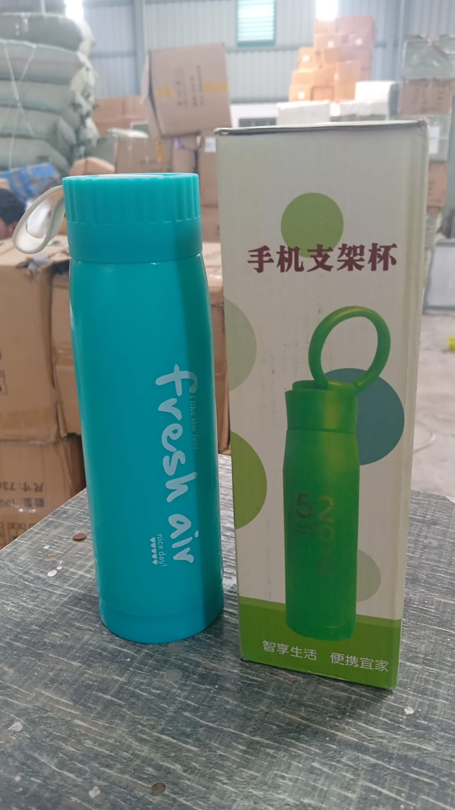 PORTABLE WATER BOTTLE, CREATIVE WHEAT FRAGRANCE GLASS BOTTLE WITH MOBILE PHONE HOLDER WIDE MOUTH GLASS WATER 380ML (MOQ :- 80 PC) - Discount Karo