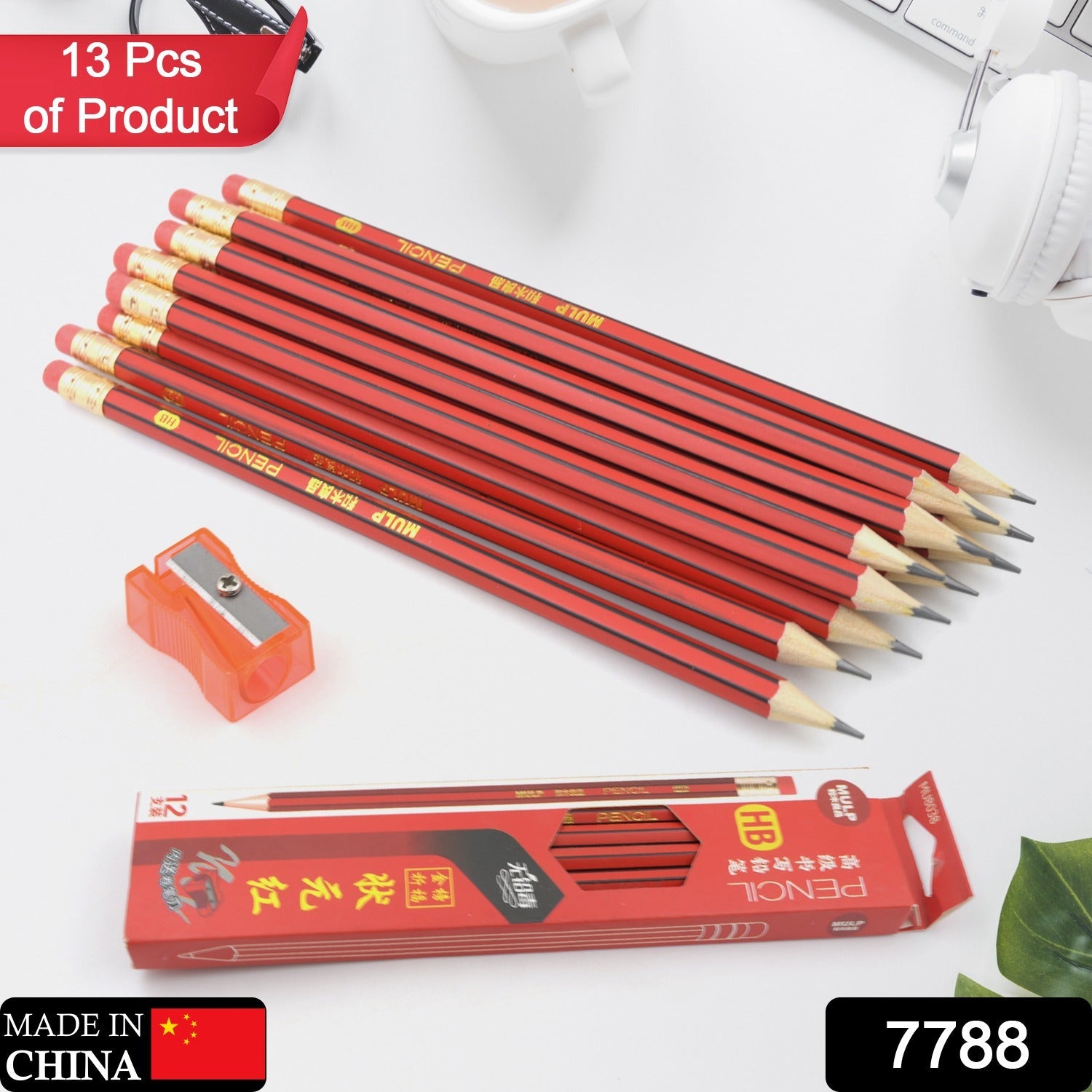 Wooden Pencil Set Multi-Use Wooden Graphite Pencils for Art, School, Office & Gifting - Wood Pencil with Eraser, Sharpener (13 Pc Set) - Discount Karo