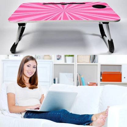 Barbie Design Foldable Bed Study Table Portable Multifunction Laptop Table Lapdesk for Children Bed Foldable Table Work Office Home with Tablet Slot & Cup Holder - Discount Karo