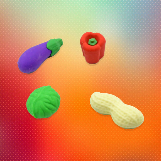 Mini Cute Vegetable & Fruit Erasers (4 Pc): Pencil Rubbers for Kids - Discount Karo