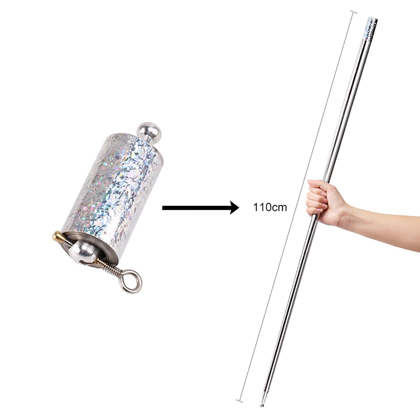 Magic Toy Metal High Elasticity Steel Silver Appearing Cane Magic Toy Magic Steel - Discount Karo