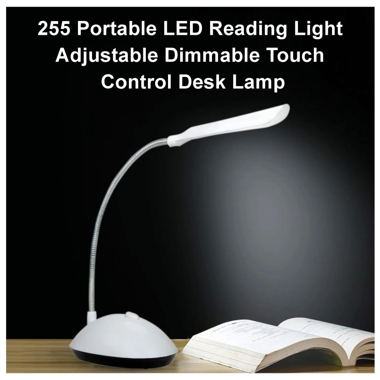 255 Portable LED Reading Light Adjustable Dimmable Touch Control Desk Lamp 