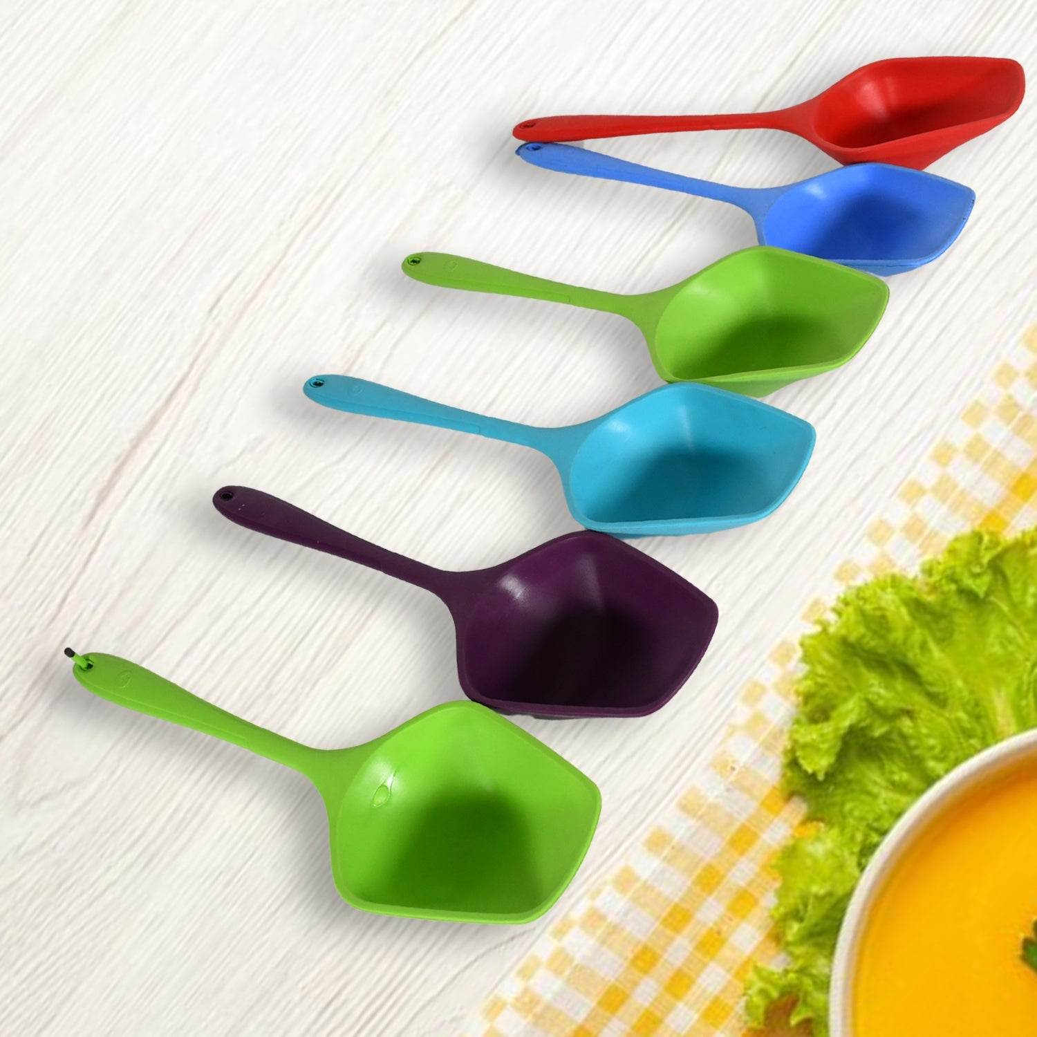 Multipurpose Silicone Spoon, Silicone Basting Spoon Non-Stick Kitchen Utensils Household Gadgets Heat-Resistant Non Stick Spoons Kitchen Cookware Items For Cooking and Baking (6 Pcs Set) - Discount Karo