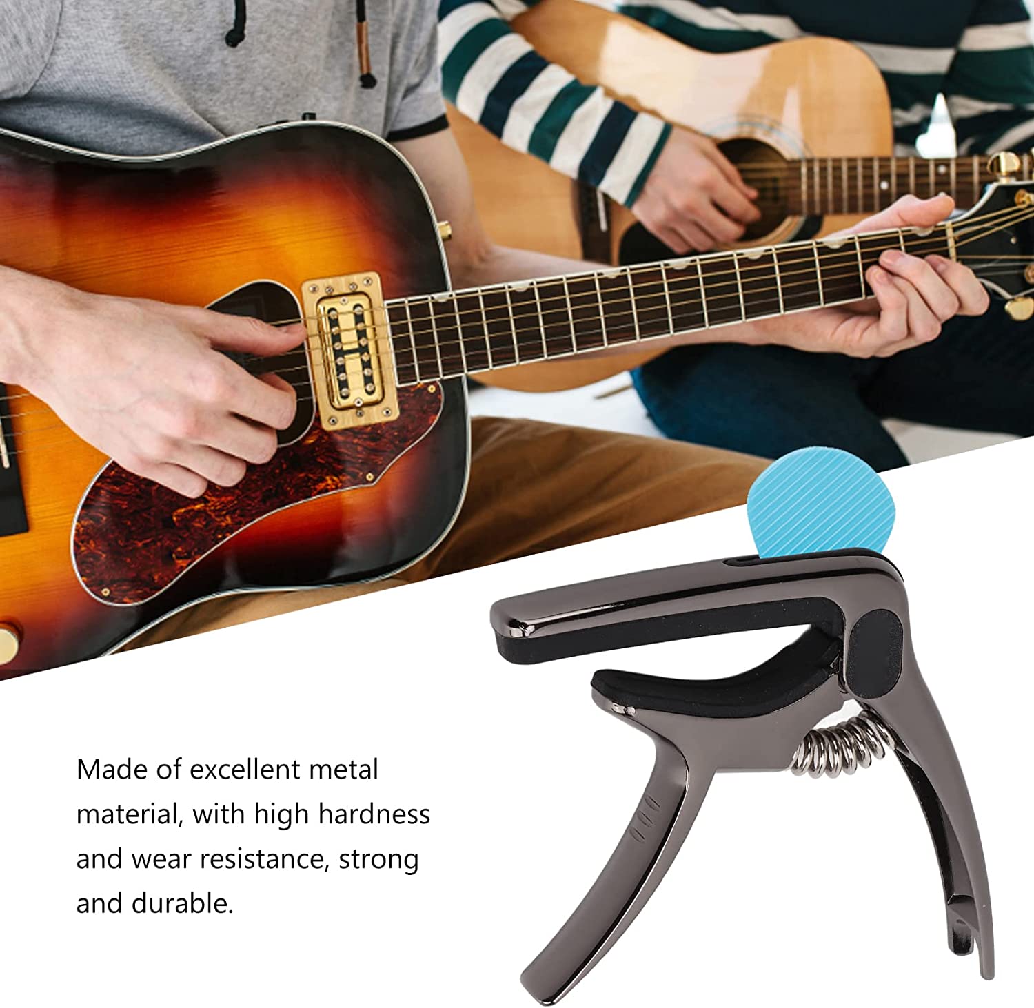 Guitar Capo with Pickup Stand, Soft Pad for Acoustic and Electric Guitar Ukulele Mandolin Banjo Guitar Accessories - Discount Karo