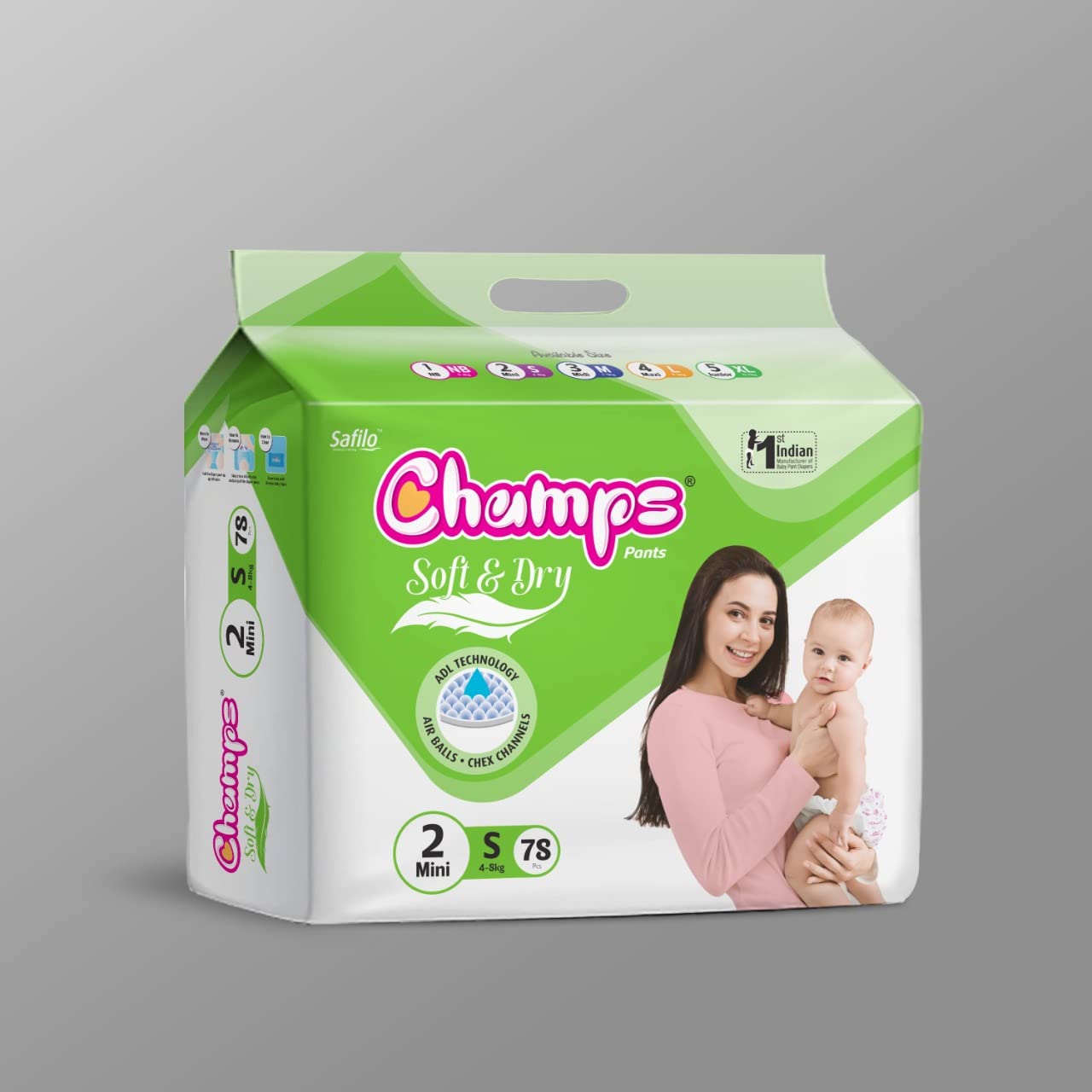 Champs Soft and Dry Baby Diaper Pants  78 Pcs (Small Size  S78) - Discount Karo