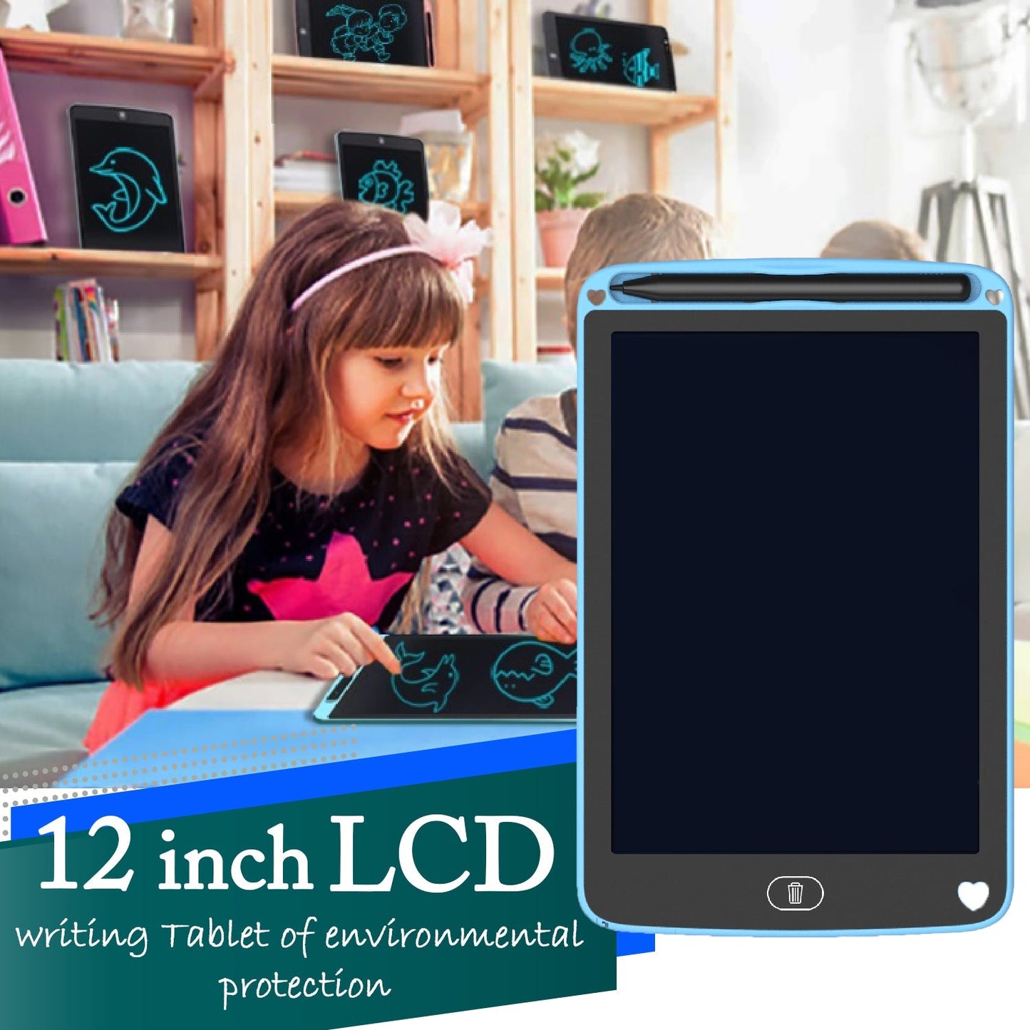 Portable LCD Writing Board Slate Drawing Record Notes Digital Notepad with Pen Handwriting Pad Paperless Graphic Tablet for Kids 12 inch - Discount Karo