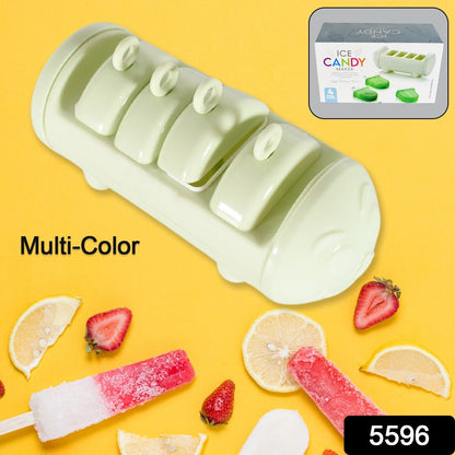 CARTOON SHAPE MOLD ICE CANDY, POPSICLE MOLD ICE, PLASTIC ICE CANDY MAKER KULFI MAKER MOLDS SET WITH 4 CUPS (1 PC / MULTICOLOR) - Discount Karo