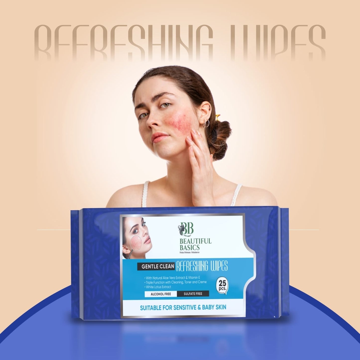 Refreshing Wet Wipes for Face | Facial Cleansing | Refreshing & Skin Hydration| Soothing for skin | pH Balance & Alcohol Free | Nourishing with Fruit extract | 25 Wipes - Discount Karo