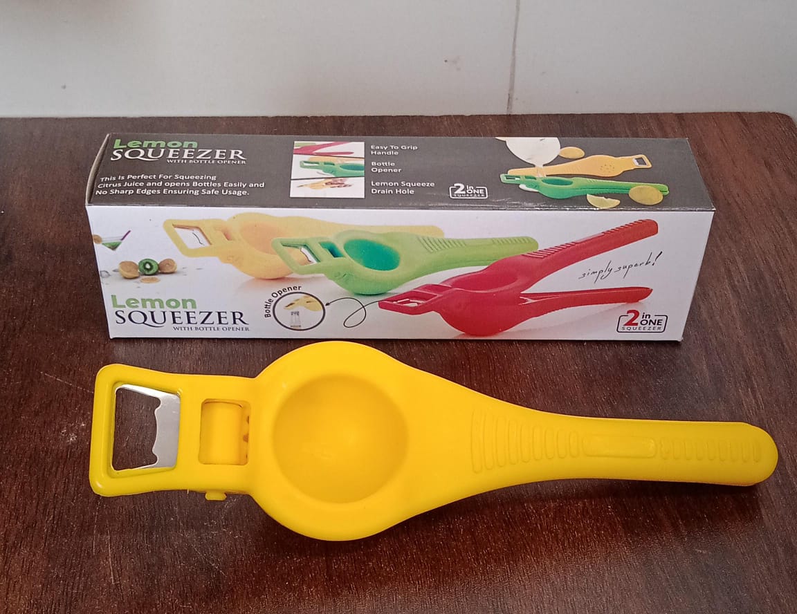 Kitchen 2 in 1 Unbreakable Lemon Squeezer and Bottle Opener (1 Pc) - Discount Karo