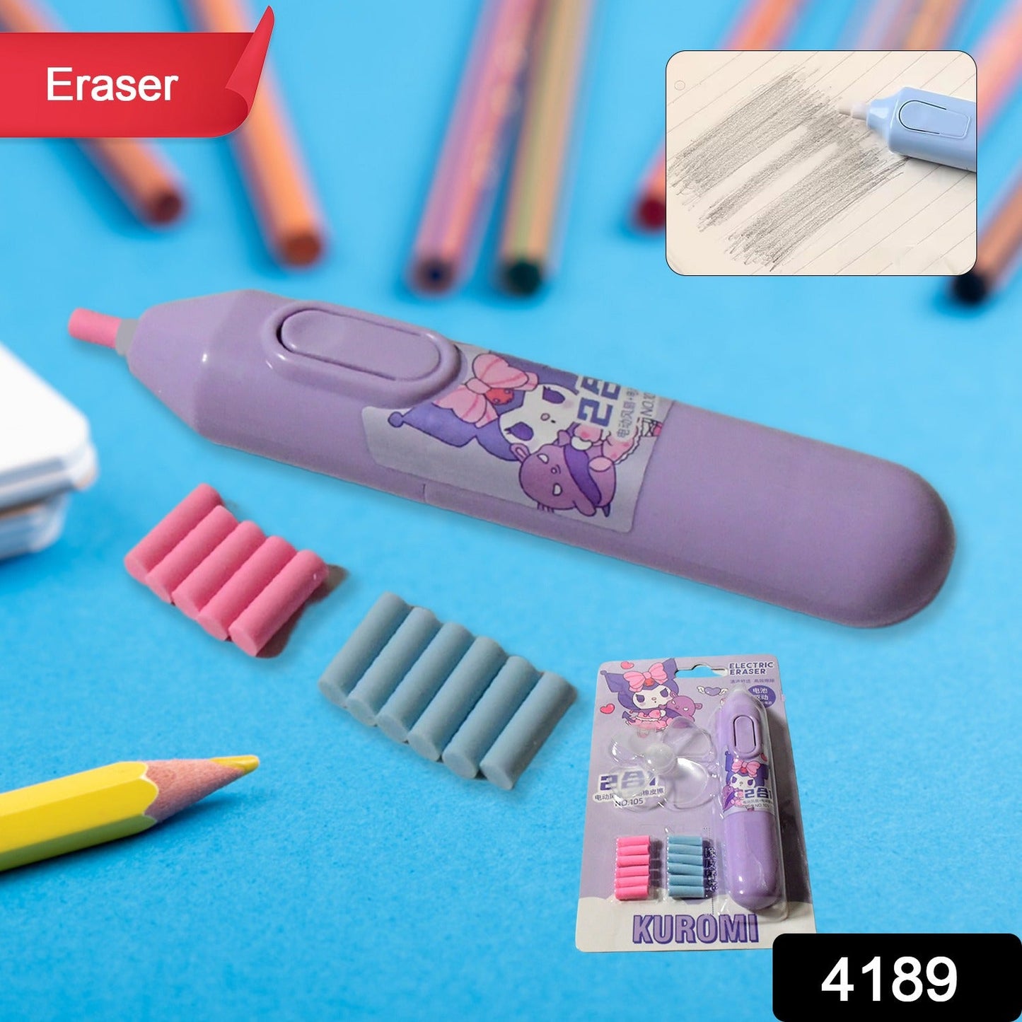 Electric Eraser Kit Automatic Pencil Eraser Battery Operated with 10 Eraser Refills Suitable for use with Graphite Pencils Drawing Painting Sketching Drafting Supplies Stationery Child Gifts (Battery Not Included) - Discount Karo