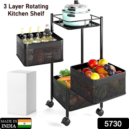 Metal High Quality Kitchen Trolley Kitchen Organizer Items and Kitchen Accessories Items for Kitchen Rack Square Design for Fruits & Vegetable Onion Storage Kitchen Trolley with Wheels (3 Layer) - Discount Karo