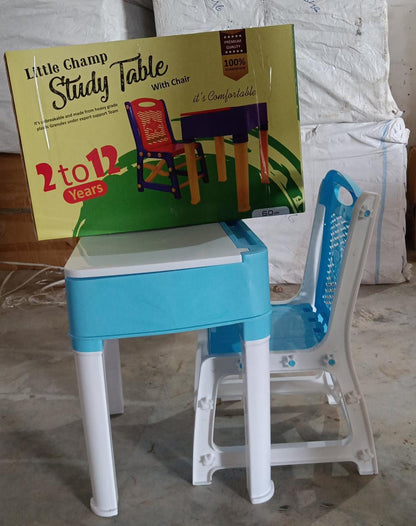 Study Table And Chair Set For Boys And Girls With Small Box Space For Pencils Plastic High Quality Study Table (Blue) - Discount Karo