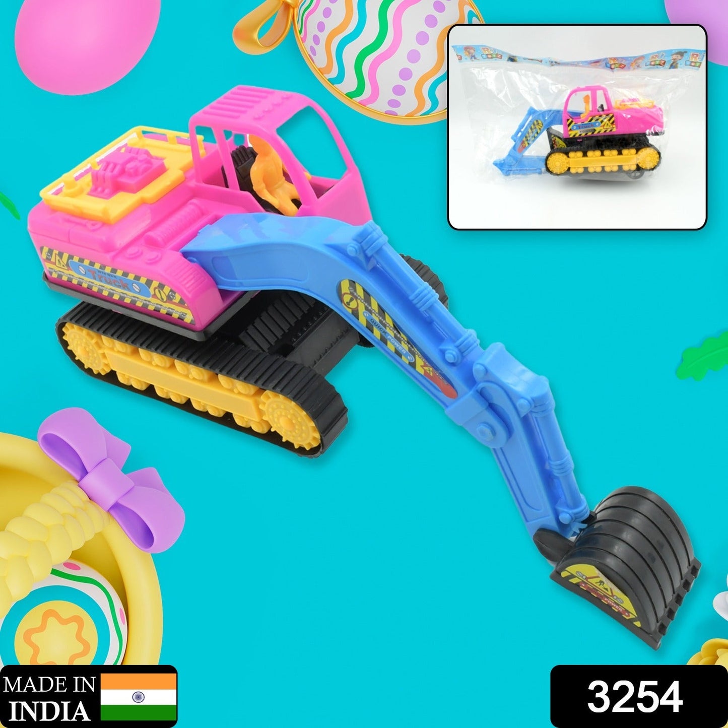 Friction Powered Construction JCB for Kids, Plastic Moving Smooth, Construction Vehicles for Kids | Construction Toy | Pull Back | Toys Mini Construction Series (1 Pc) - Discount Karo