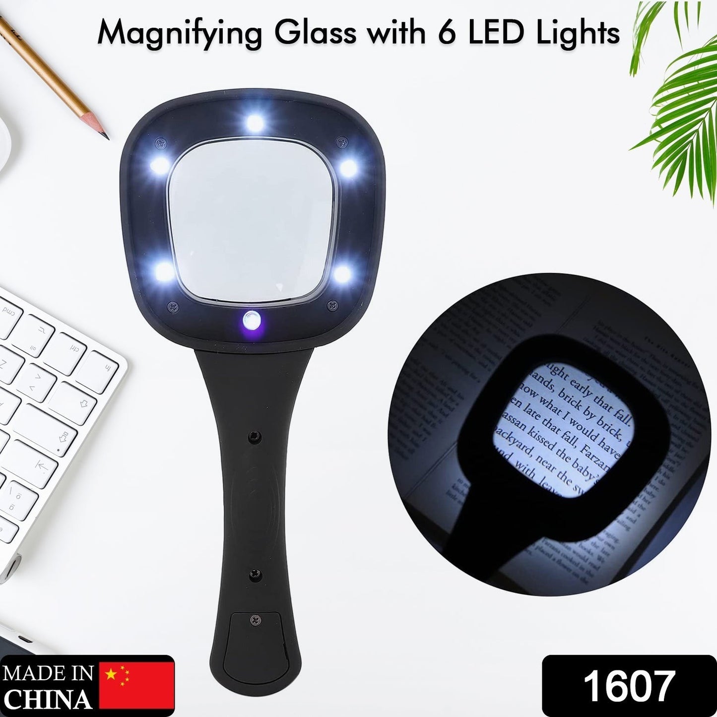 Handheld Magnifying Glass 6 LED Illuminated Lighted Magnifier for Seniors Reading, Soldering, Inspection, Coins, Jewelry, Exploring - Discount Karo