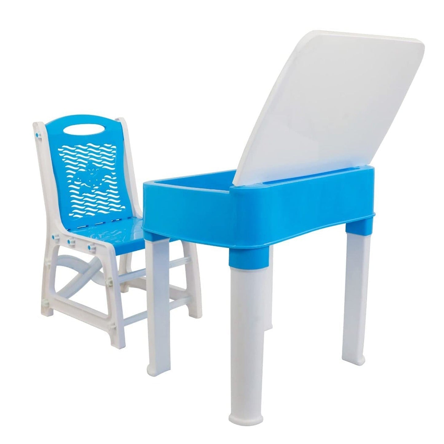 Study Table And Chair Set For Boys And Girls With Small Box Space For Pencils Plastic High Quality Study Table (Blue) - Discount Karo