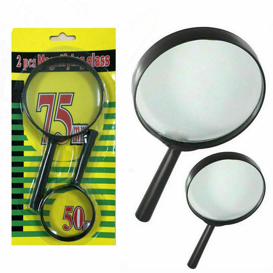 Magnifying glass Lens - reading aid made of glass - real glass magnifying glass that can be used on both sides - glass breakage-proof magnifying glass, Protect Eyes, 75mm & 50mm (2pc Set) - Discount Karo