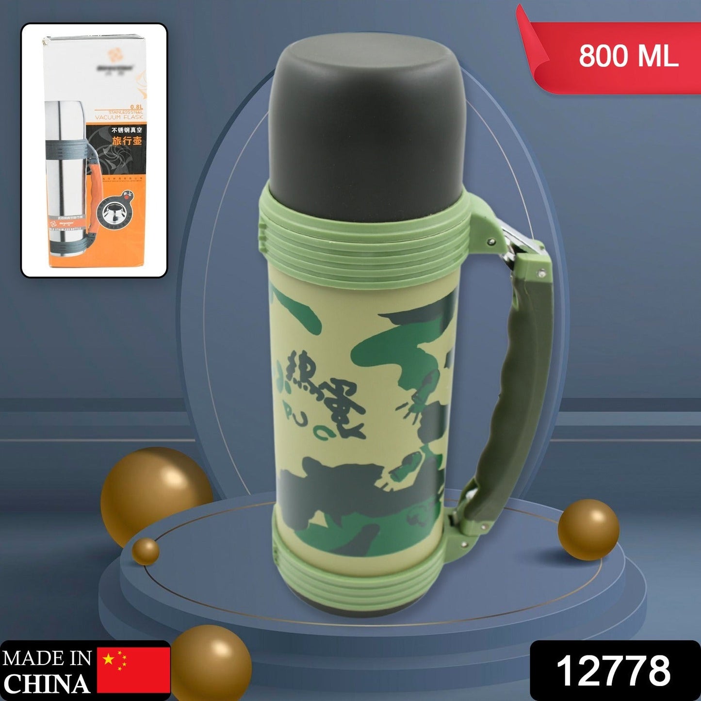 Stainless Steel Insulation Thermos, Vacuum Insulated Water Bottle For Travel, Outdoor Fitness Portable Travel Pot, Camping Coffee, Portable Car, Travel Keep Hot & Cold Large Capacity (800 ML) - Discount Karo