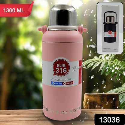 Stainless Steel tumblers 316 Stainless Steel, Vacuum Insulated Cup / Bottle, Portable Travel Kettle / Water Bottle with Handle, Outdoor Large Capacity Sports Kettle Cups / Bottle (1300 ML) - Discount Karo