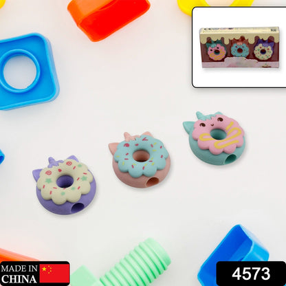 Tree Small Sized Cartoon Themed Non-Toxic Donut Erasers, School Stationery | for Kids - Boys & Girls | Birthday Gift |Return Gift (3pc Set) - Discount Karo