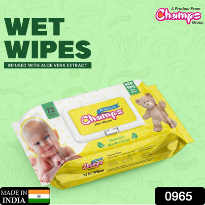 Champs Premium Wet Wipes Infused With Aloe Vera Extract Wet Wipes (72 N Wipes ) - Discount Karo