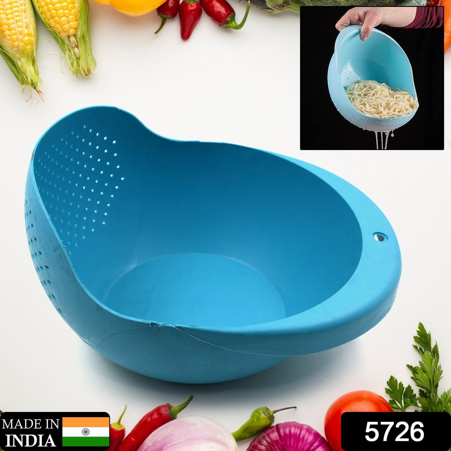 Plastic Rice Bowl / Food Strainer Thick Drain Basket for Rice, Vegetable & Fruit, Strainer Colander, Fruit Basket, Pasta Strainer, Washing Bowl (1 pc ) - Discount Karo