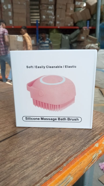 SILICONE MASSAGE BATH BODY BRUSH WITH SHAMPOO DISPENSER