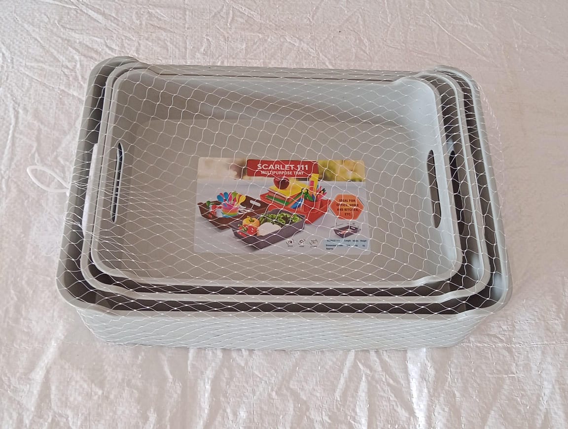 Multipurpose Organising & Storage Plastic Tray,  Fruit & Vegetable/ Multi Purpose Tray, Organizer for Kitchen, Countertop, Cabinet, Bathroom Plastic Storage Basket For Store Fruits, Vegetables, Magazines, Cosmetics, Stationary Set of 3 - Discount Karo