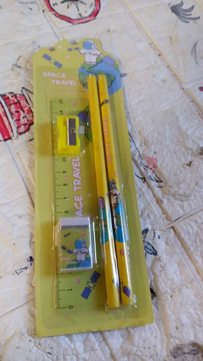 Wooden Pencil Set (5 Pc): School Supplies, Stationery Set for Kids - Discount Karo