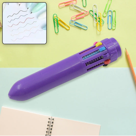 Kids 10-in-1 Color Pens Ballpoint Pen Set for Kids Cartoon Head Writing Pen for School Office Stationary Kit, Teddy Bear (1 Pc) - Discount Karo