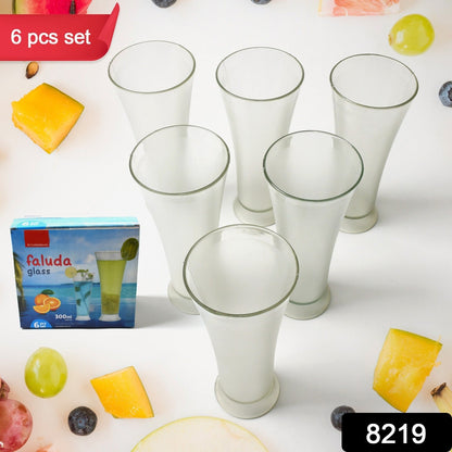 High Quality Faluda, ice cream, Juicer and Water Glasses Set of 6 Transparent, Drinking Water Glasses Stylish Glasses for Faluda, Water, Juice, Glass Set of 6 Pcs (300 ML Approx) - Discount Karo