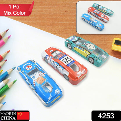 Car-Shaped Metal Compass Box (1 Pc): Pencil Case for Kids, Stationery - Discount Karo