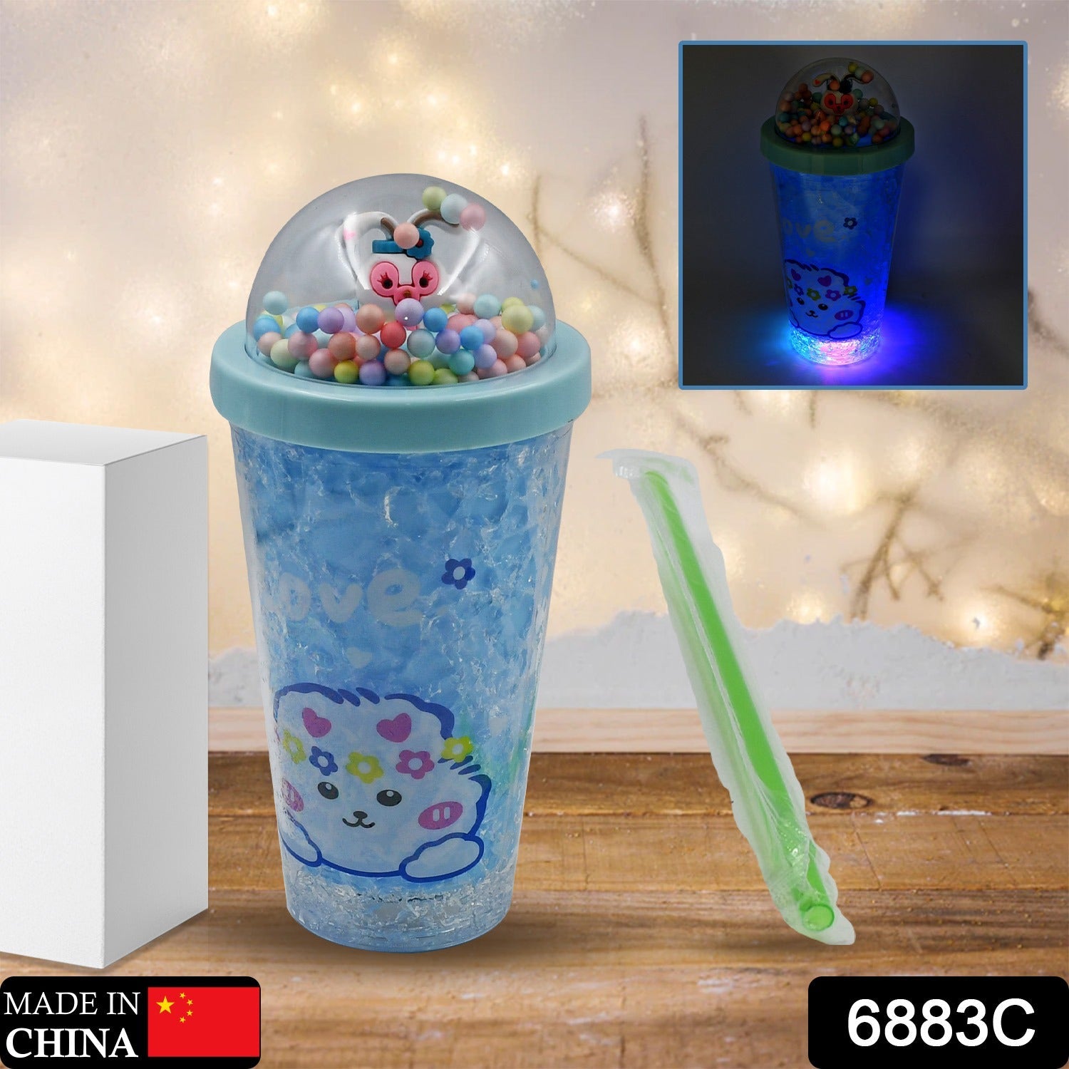 LED Light Unicorn Sipper Water Bottle Mason Jar Tumbler with Straw for Kids Glitter Sipper with Toy Drinking Cups for Boys and Girls School/Tuition/Gym/ Picnic, Kids and Adults, Birthday Return Gifts - Discount Karo