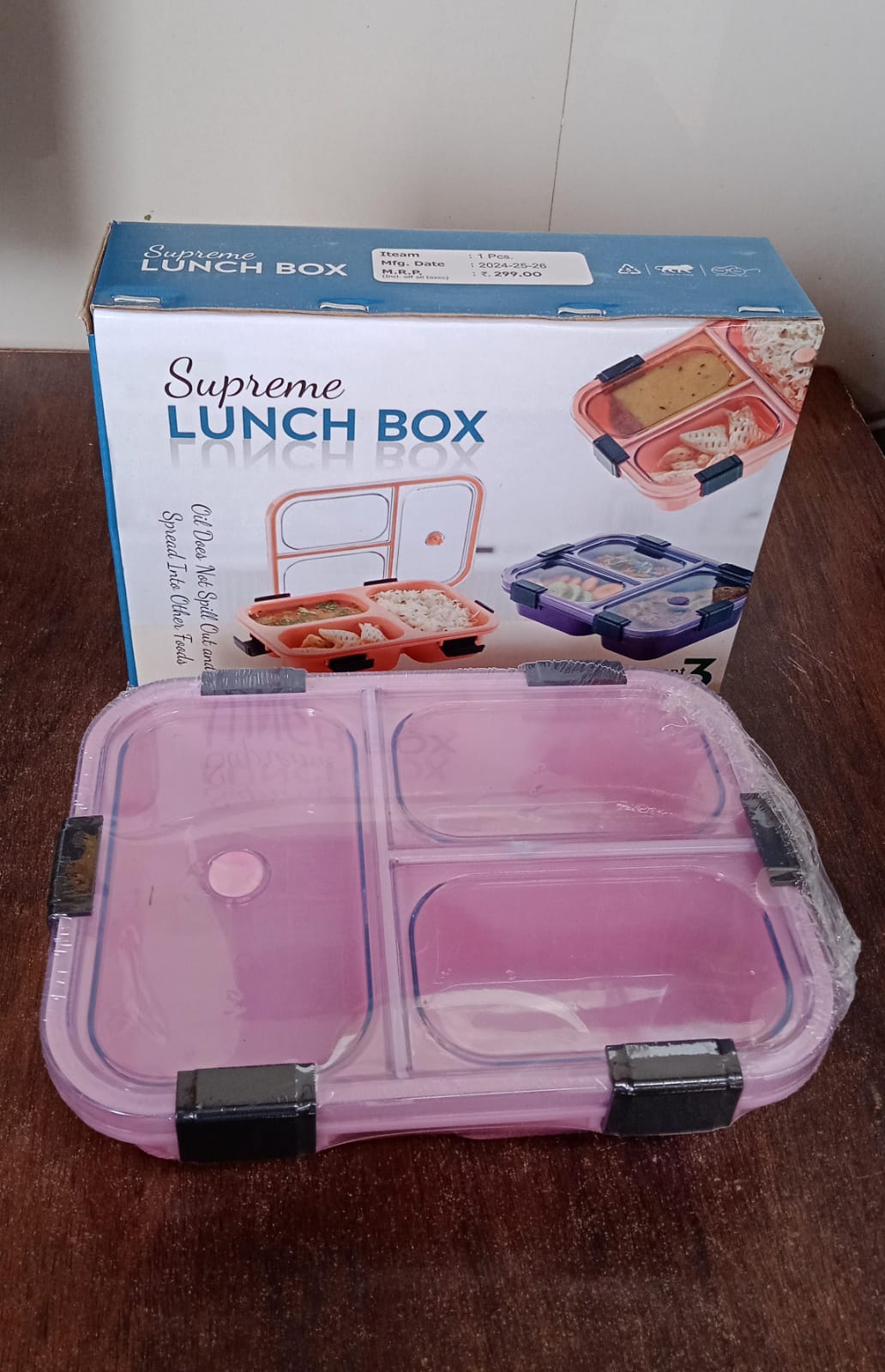 Plastic 3 Compartment Insulated Lunch Box, Lunch Box (1 Pc) - Discount Karo