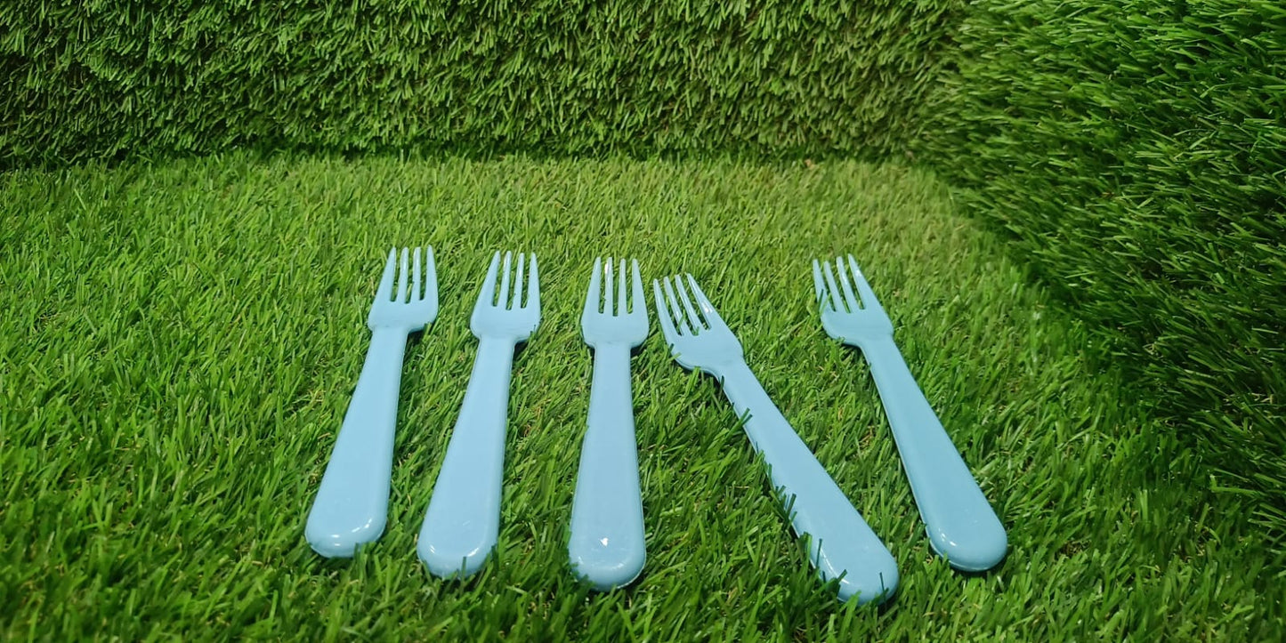 Reusable Premium Heavy Weight Plastic Forks, Party Supplies, One Size, plastic 5pc Serving Fork Set for kitchen, Travel, Home (5pc) - Discount Karo