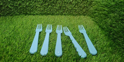 Reusable Premium Heavy Weight Plastic Forks, Party Supplies, One Size, plastic 5pc Serving Fork Set for kitchen, Travel, Home (5pc) - Discount Karo