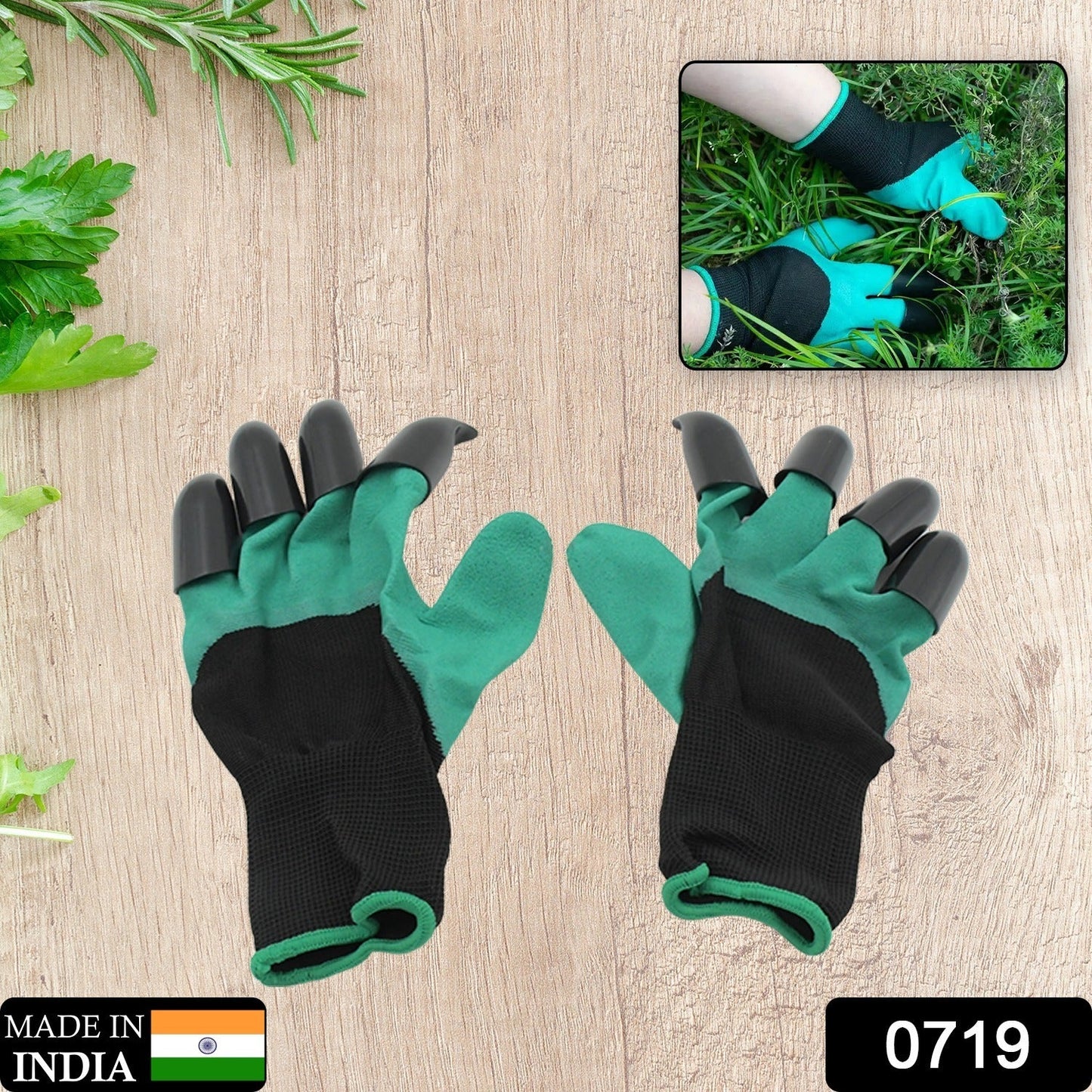 Heavy Duty Garden Gloves with Claws (Washable): 1 Pair (Mix Color) - Discount Karo