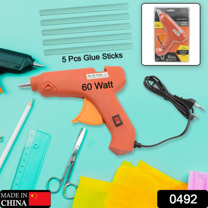 Professional 60 Watt Hot Melt Glue Gun with 5 Glue Sticks & On/Off Switch - Discount Karo