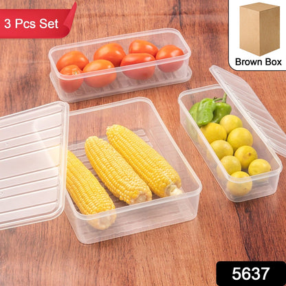 Plastic Food Storage Container for Fridge, fridge storage boxes with Lid Stackable Fridge Storage Containers freeze organizer items and storage, vegetable storage box for fridge, (3 Pcs set) - Discount Karo