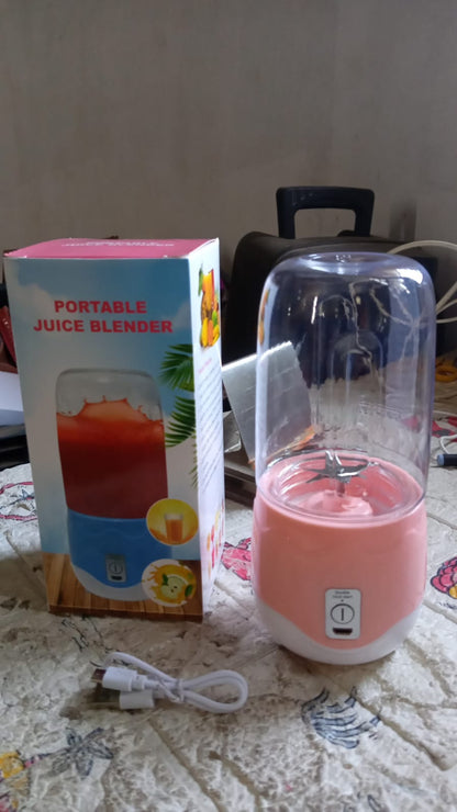 Portable Electric USB Juice Maker 6 blade Blender Grinder Mixer Personal Size, USB Rechargeable Mini Juicer for Smoothies and Shakes with Juicer Cup - 400ml - Discount Karo